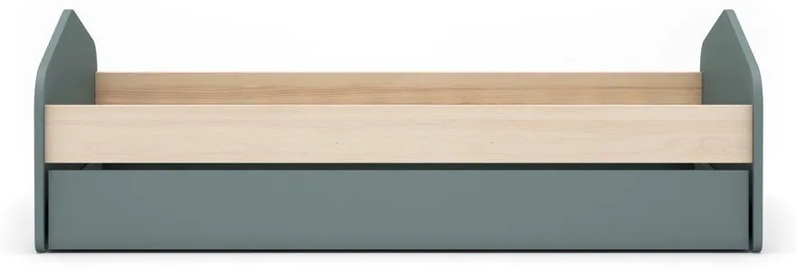 Pat pentru copii în culoare naturală/verde prăfuit cu extensie suplimentară cu aspect de lemn de pin cu spațiu de depozitare cu somieră 90x200 cm Estefania – Marckeric