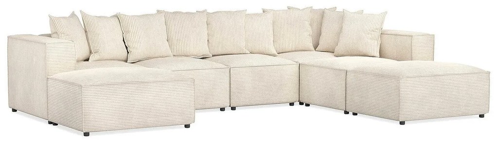 Colțar modular Seattle U104Beige, 376x188x74cm, 226 kg, Picioare: Plastic