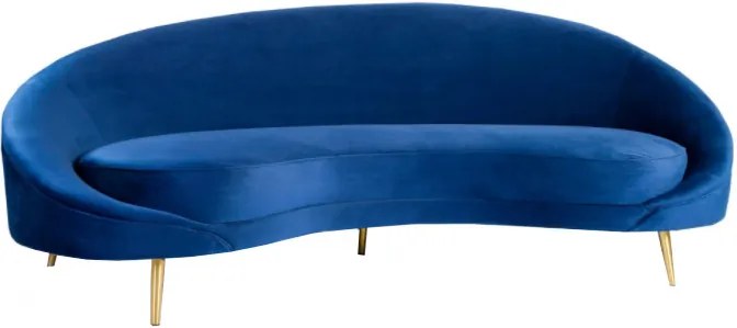 Canapea albastra/aurie din catifea si inox pentru 3 persoane Kei Gilli