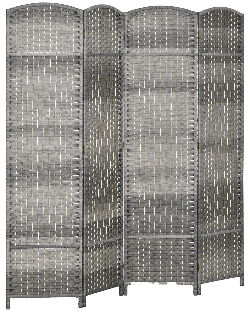 HOMCOM Paravent interior din lemn 4 panouri divizor de cameră pliabil pentru sufragerie dormitor 180 x 180 cm gri mixt | Aosom Romania
