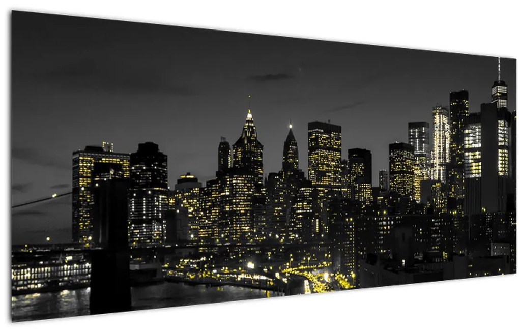 Tablou cu metropolă nocturnă (120x50 cm)