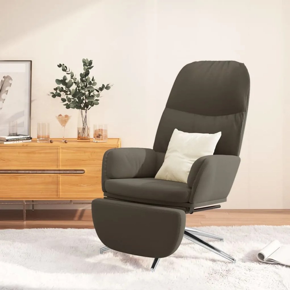 3097384 vidaXL Scaun relaxare cu taburet, gri închis, imitație piele întoarsă