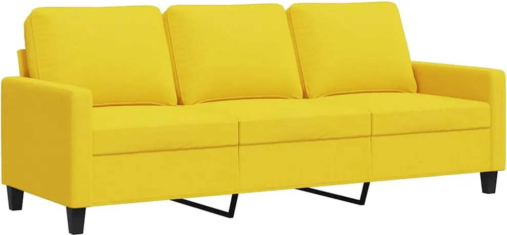 vidaXL Canapea cu 3 locuri, galben deschis, 180 cm, material textil