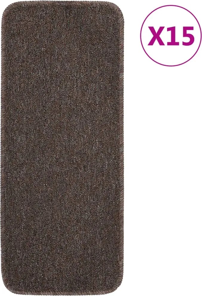 vidaXL Covorașe de scări, 15 buc., maro, 60x25 cm, dreptunghiular