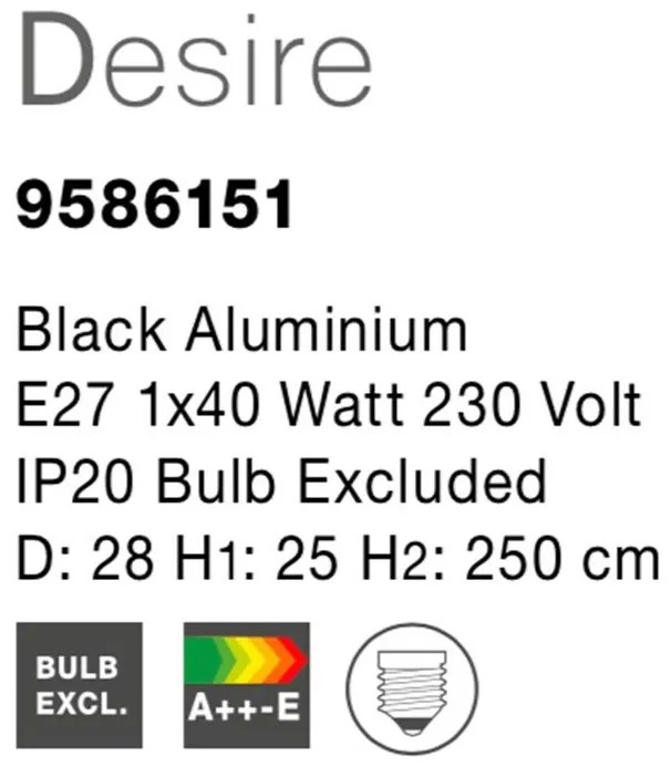 Pendul design modern Ã˜28cm Desire negru NVL-9586151