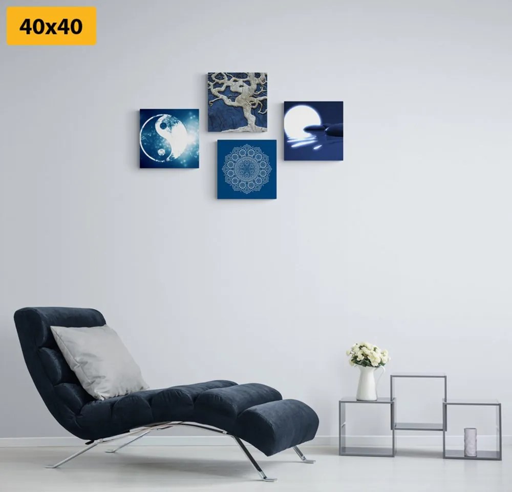 Set tablouri Feng Shui în design albastru