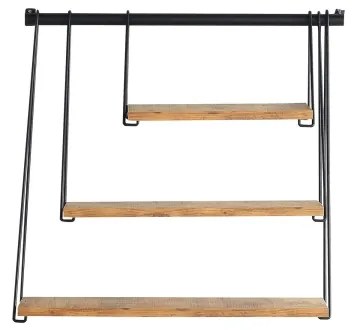 Etajeră de perete ZIHON 63,5x60 cm neagră/maro