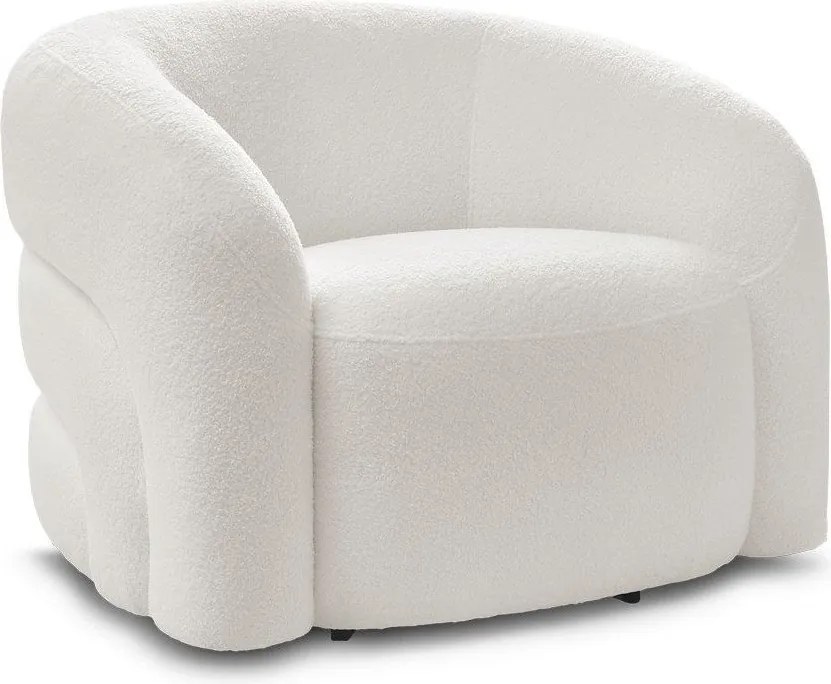 Fotoliu alb pivotant cu tapițerie din țesătură bouclé Elina – Bobochic Paris