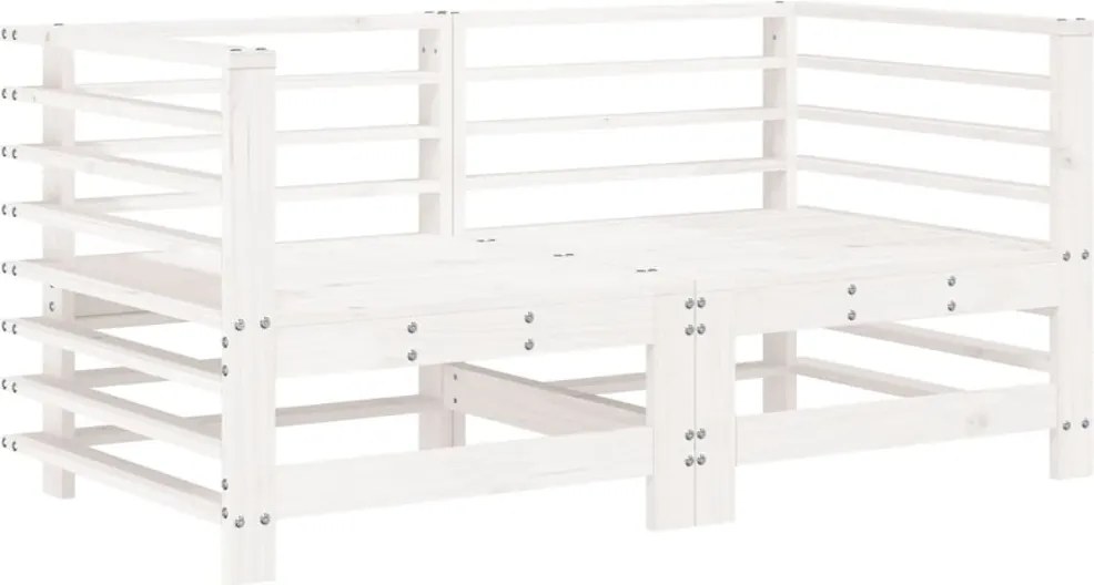 vidaXL Canapea de colț de grădină, 2 buc., alb, lemn masiv de pin