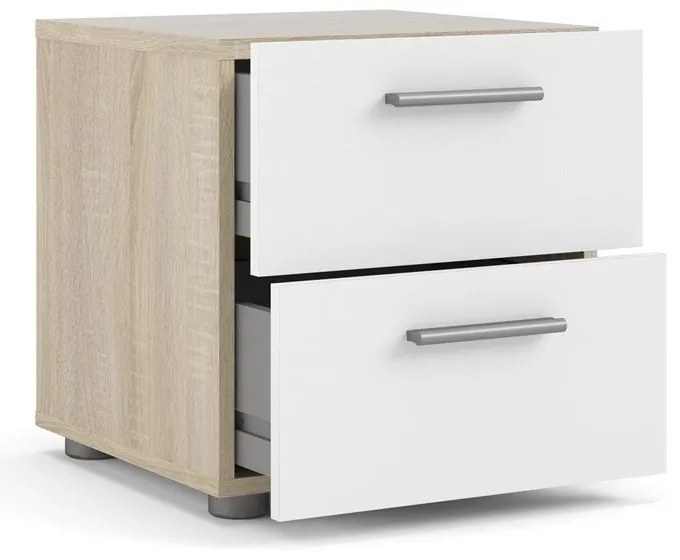 Noptieră albă cu aspect de lemn de stejar Pepe - Tvilum