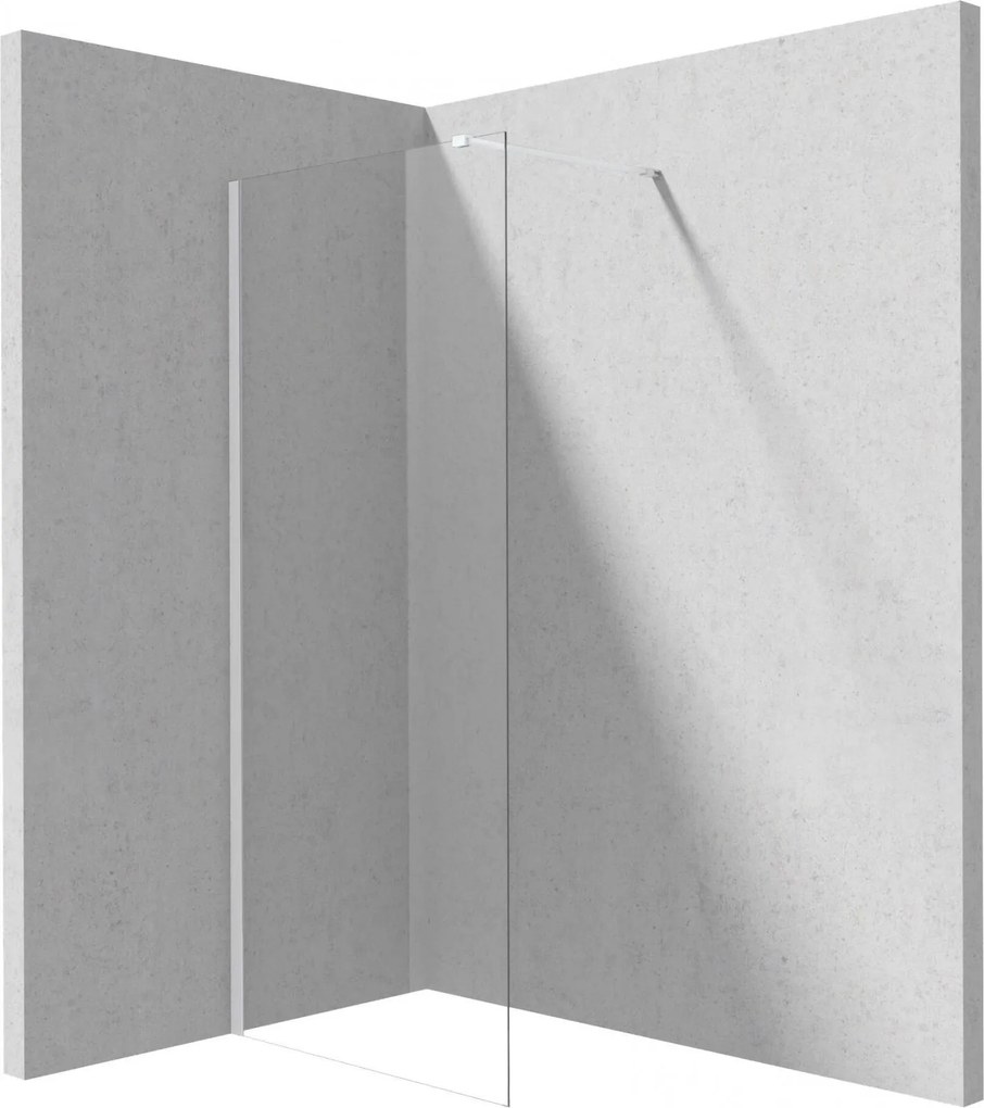 Paravan dus fix 80x195cm, sticla securizata 6 mm, alb mat, tehnologie Active-Cover, Deante Prizma 800x1950 mm