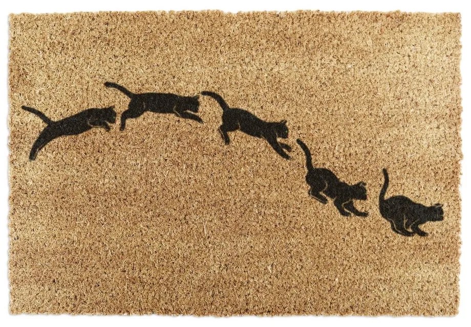 Covoraș de intrare din fibre de nucă de cocos 60x90 cm Jumping Cats – Artsy Doormats