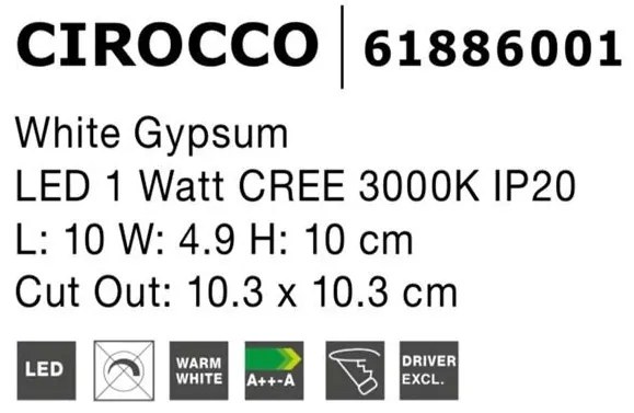 Spot LED incastrabil ideal pentru iluminat scara sau hol CIROCCO, 10x10cm