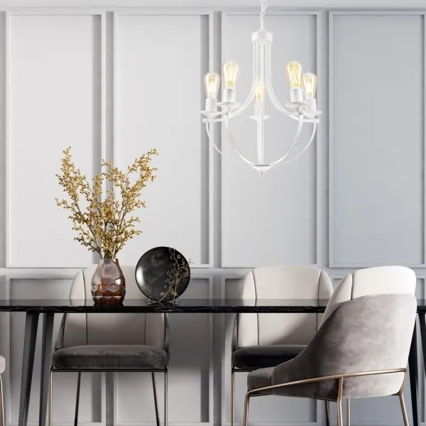 Lustră pe lanț GINA 5xE27/60W/230V albă