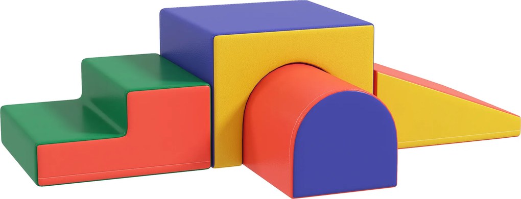 HOMCOM 4 Blocuri Construcție Modulare Moi Copii Vârste Cuprinse Între 1-3 Ani | Aosom Romania