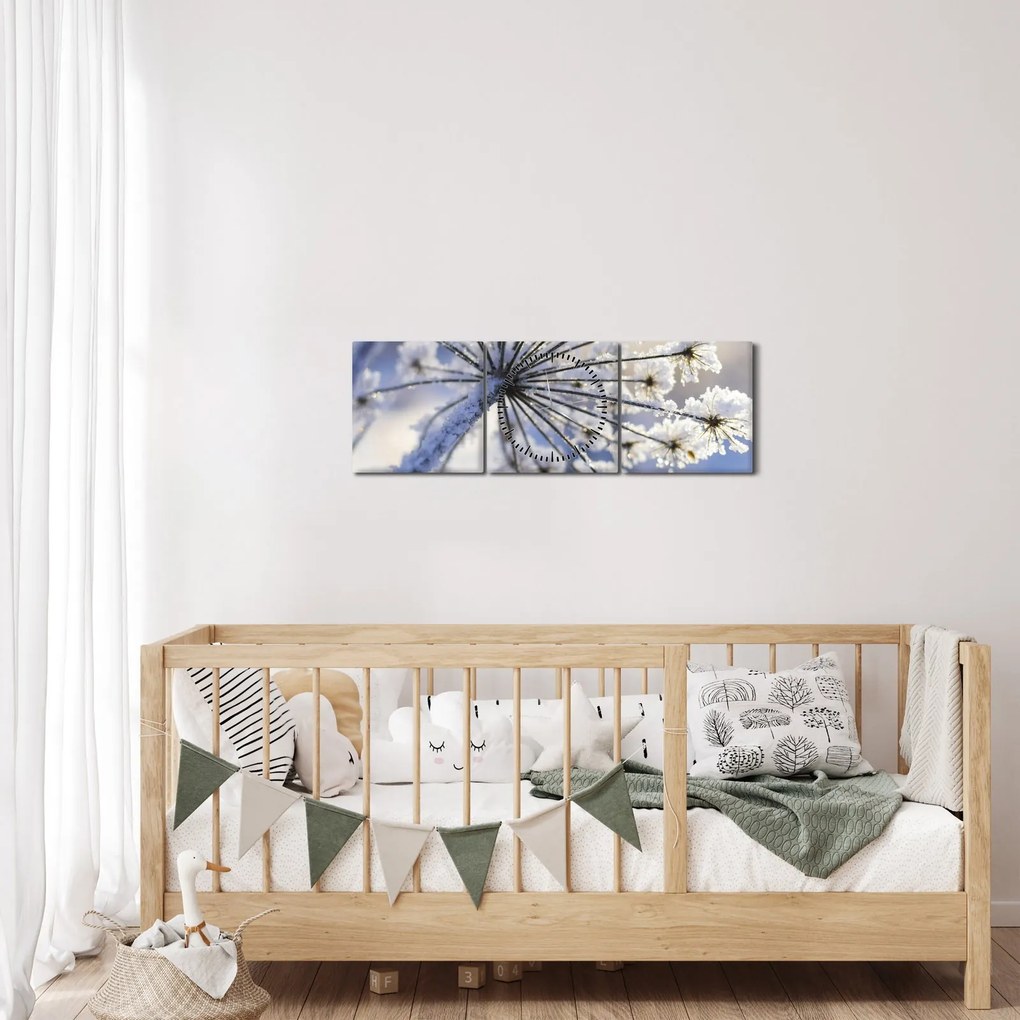 Tablou - Flori înghețate (cu ceas) (90x30 cm)