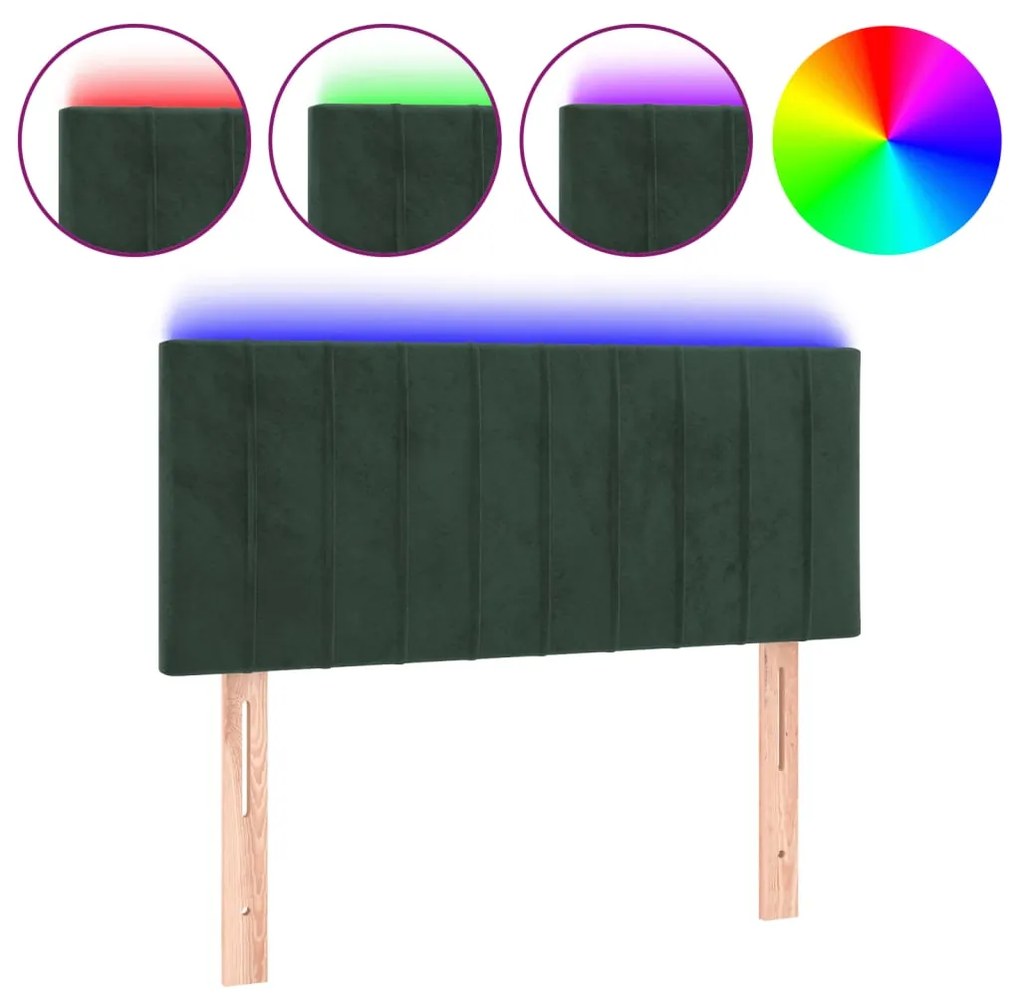 Tablie de pat cu LED, verde inchis, 90x5x78 88 cm, catifea 1, Verde inchis, 90 x 5 x 78 88 cm