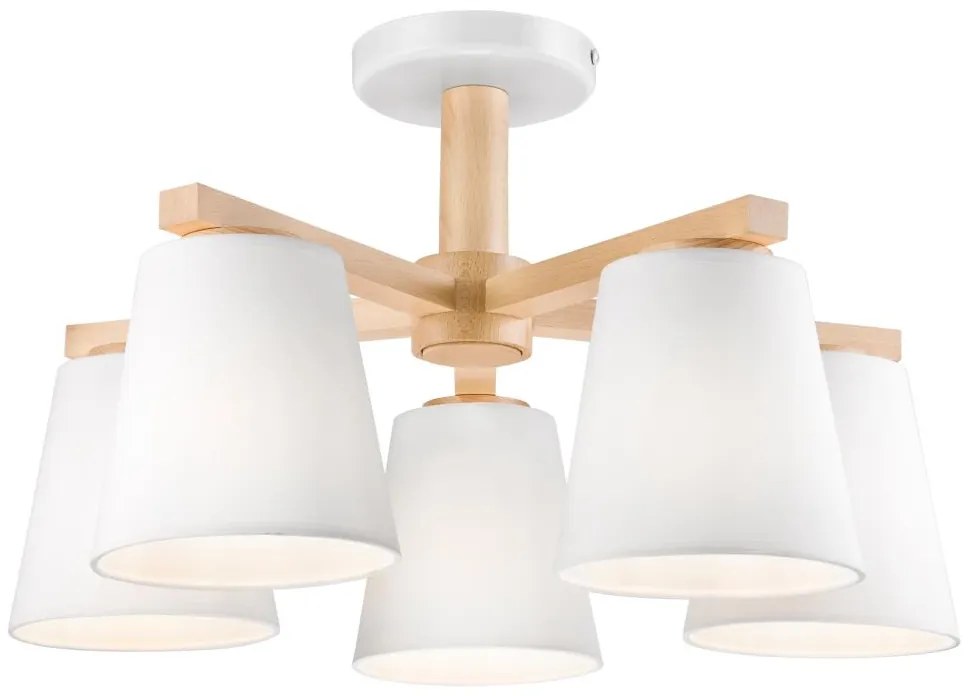Lustr ELLIE 5xE27/60W/230V alb/buc montat pe tavan