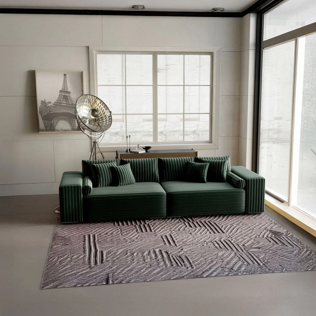 Canapea extensibilă dumonde cu ladă de depozitare si sezut confortabil din spuma high-density, Marbela Ambience Green XXL 295x100 cm