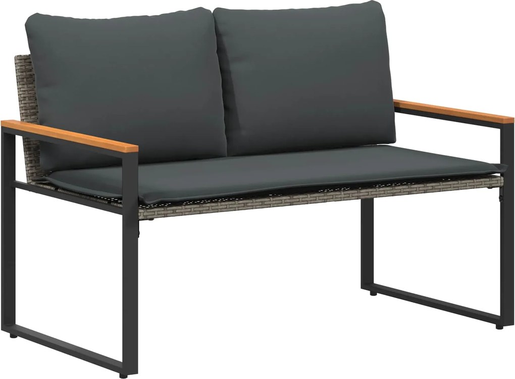 vidaXL bancă cu pernă Gri și gri închis 115 x 65 x 72 cm Ratan