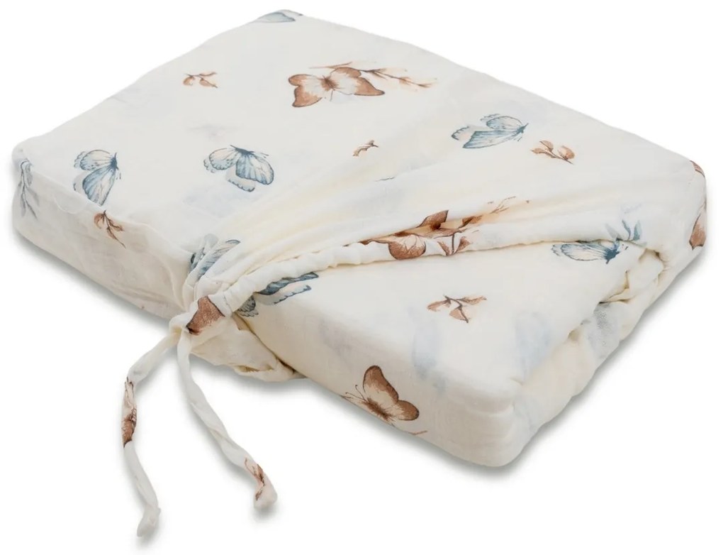 Lenjerie de pat din muselină Matex Fluturi, 140 x 200 cm, 70 x 90 cm