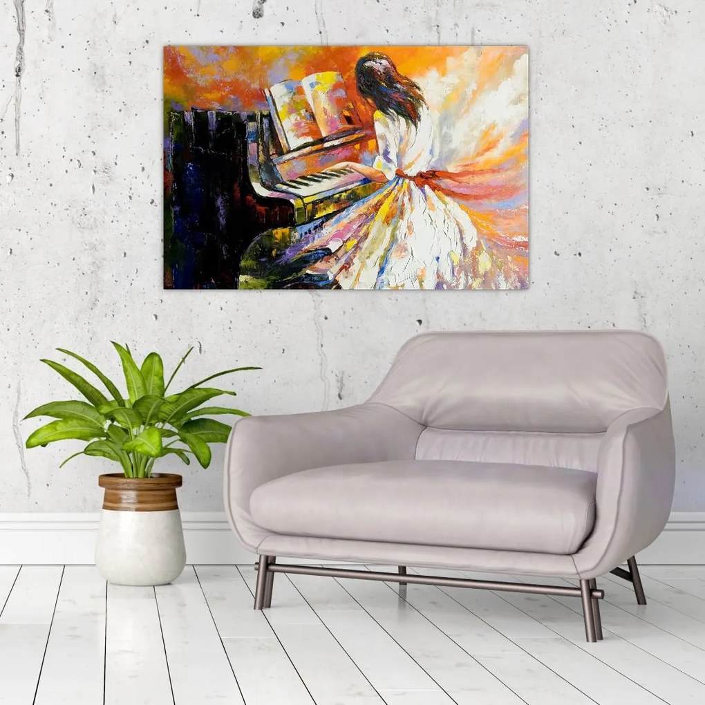 Tablou - Femeia cântând la pian (90x60 cm)