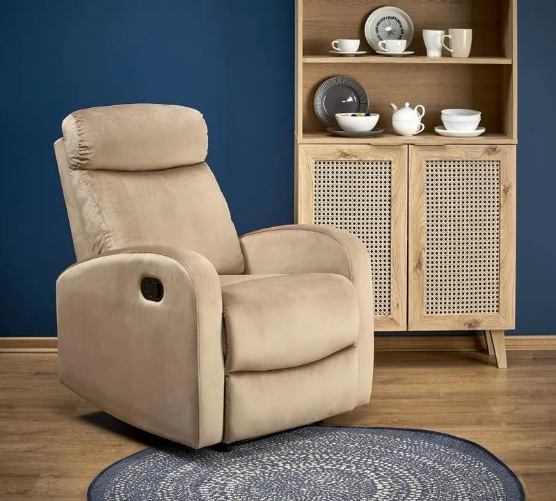 Fotoliu recliner Semir velvet bej H108 cm