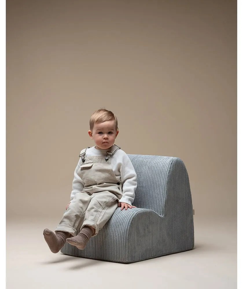 Fotoliu de copii verde mentă cu tapițerie din catifea reiată Cloud – Wigiwama