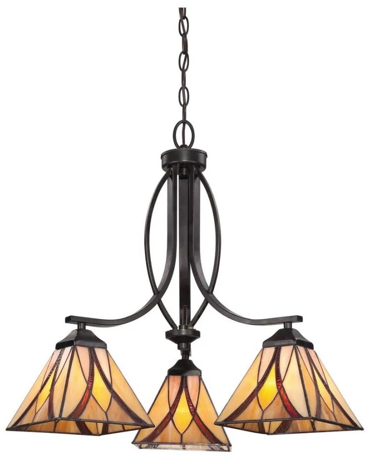 Elstead QZ-ASHEVILLE3 - Candelabru Tiffany ASHEVILLE pe lanț, 3xE27/60W/230V