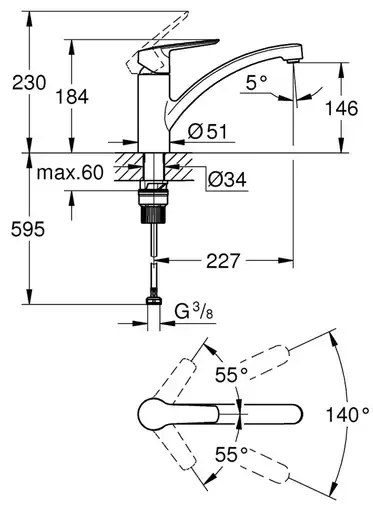 Baterie bucatarie Grohe Start monocomanda negru mat