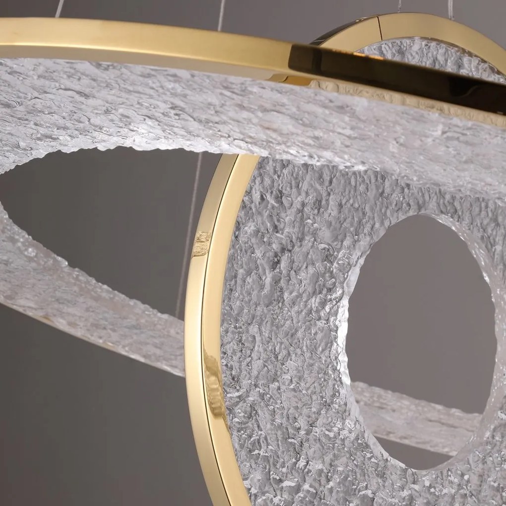 Lustra decorativa metal auriu, acrilic LED Alexia