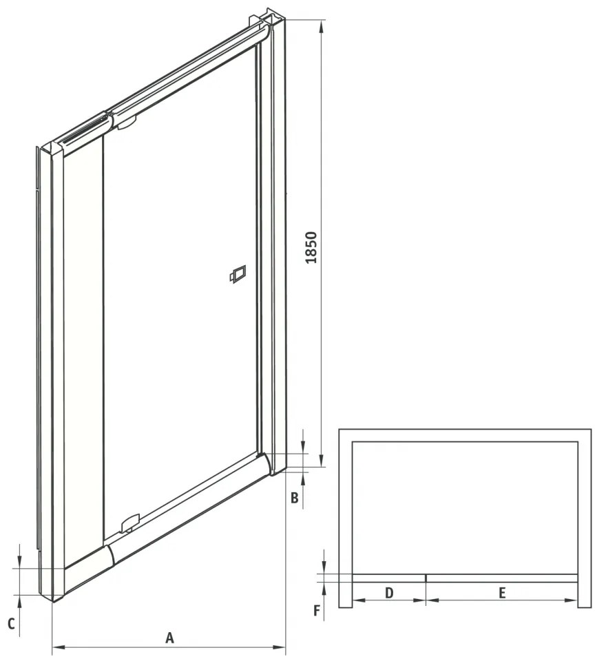 Usa sticla dus cu cadru metalic, 90x185 cm, grafit, Deante Zoom Grafit