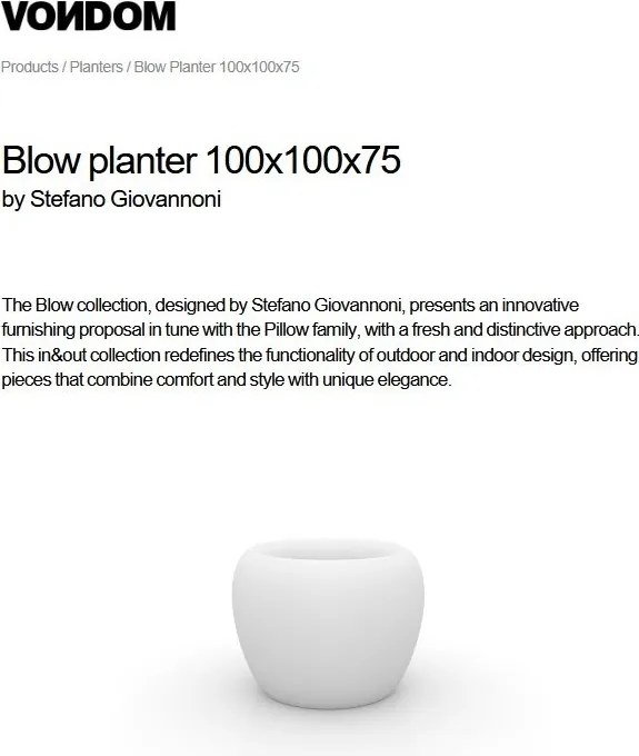 Ghiveci plante, flori design decorativ modern pentru amenajari interioare si exterioare, BLOW PLANTER 55021R Vondom