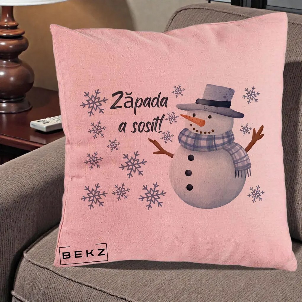 Perna Decorativa Zapada a Sosit Om de Zapada, 40x40 cm, Roz, Husa Detasabila, Perna Inclusa, BEKZ®