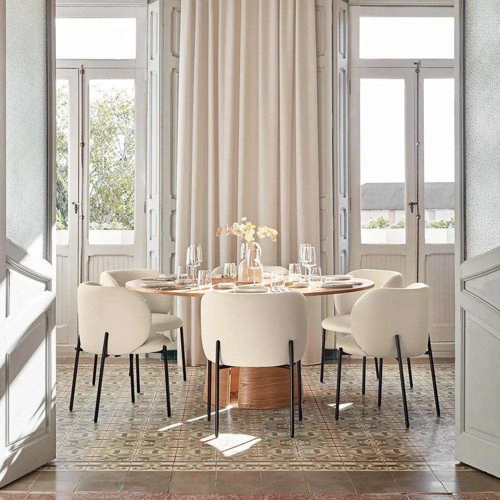 Masă de dining rotundă cu aspect de lemn de frasin ø 157 cm Cep – Teulat