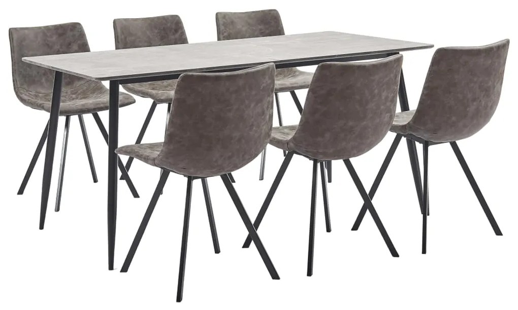 3050973 vidaXL Set mobilier bucătărie, 7 piese, maro, piele ecologică