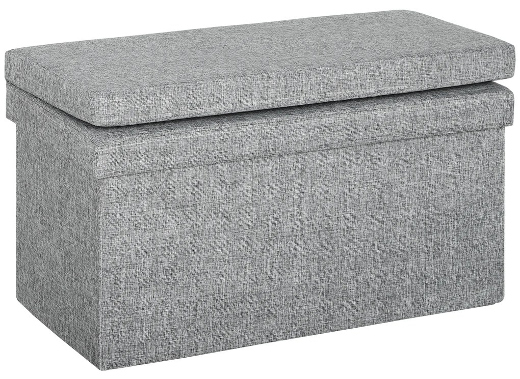 HOMCOM Bancă Pliabilă cu Spătar și Compartiment de 77L, Acoperire din Țesătură, 76x50x73 cm, Gri | Aosom Romania
