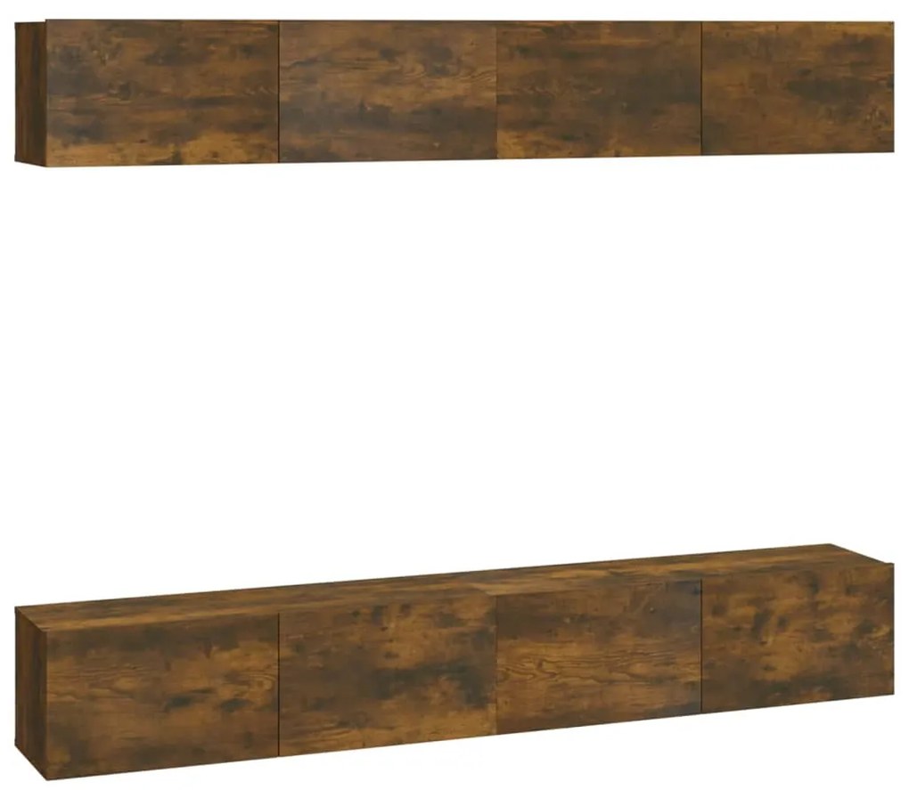 3114195 vidaXL Dulapuri TV de perete, 4 buc, stejar afumat, 100x30x30 cm