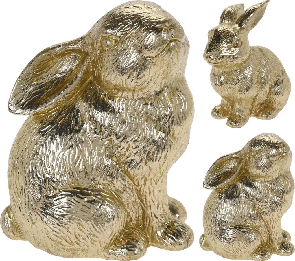 Decoratiune Rabbit, 12x8x14 cm, ceramica, auriu