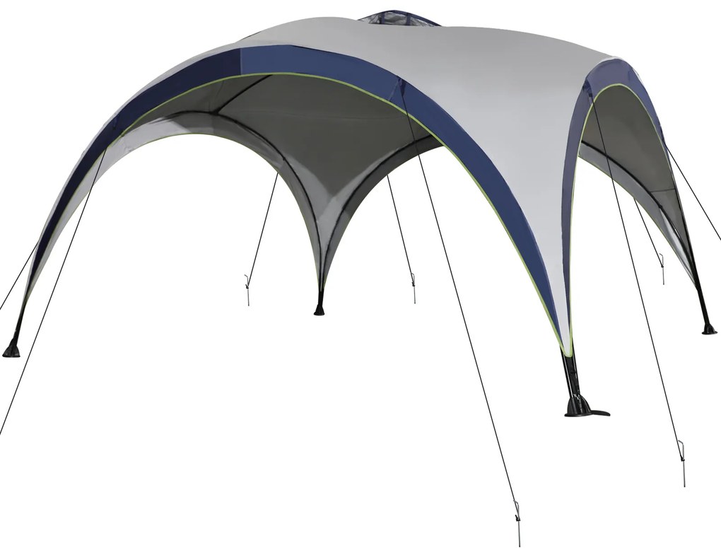 Outsunny Pavilion grădină Gartenzelt cort de petrecere cort de soare rezistent la intemperii, stalp metal + poliester crem + albastru 4 x 4 x 2,5 m | Aosom Romania