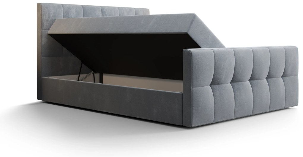 Pat matrimonial Boxspring 180 cm Macheta Comfort (Negru) (cu saltea și sp. depozitare). 1056153