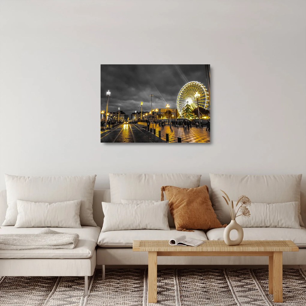 Tablou pe sticlă carusel în amurg (70x50 cm)