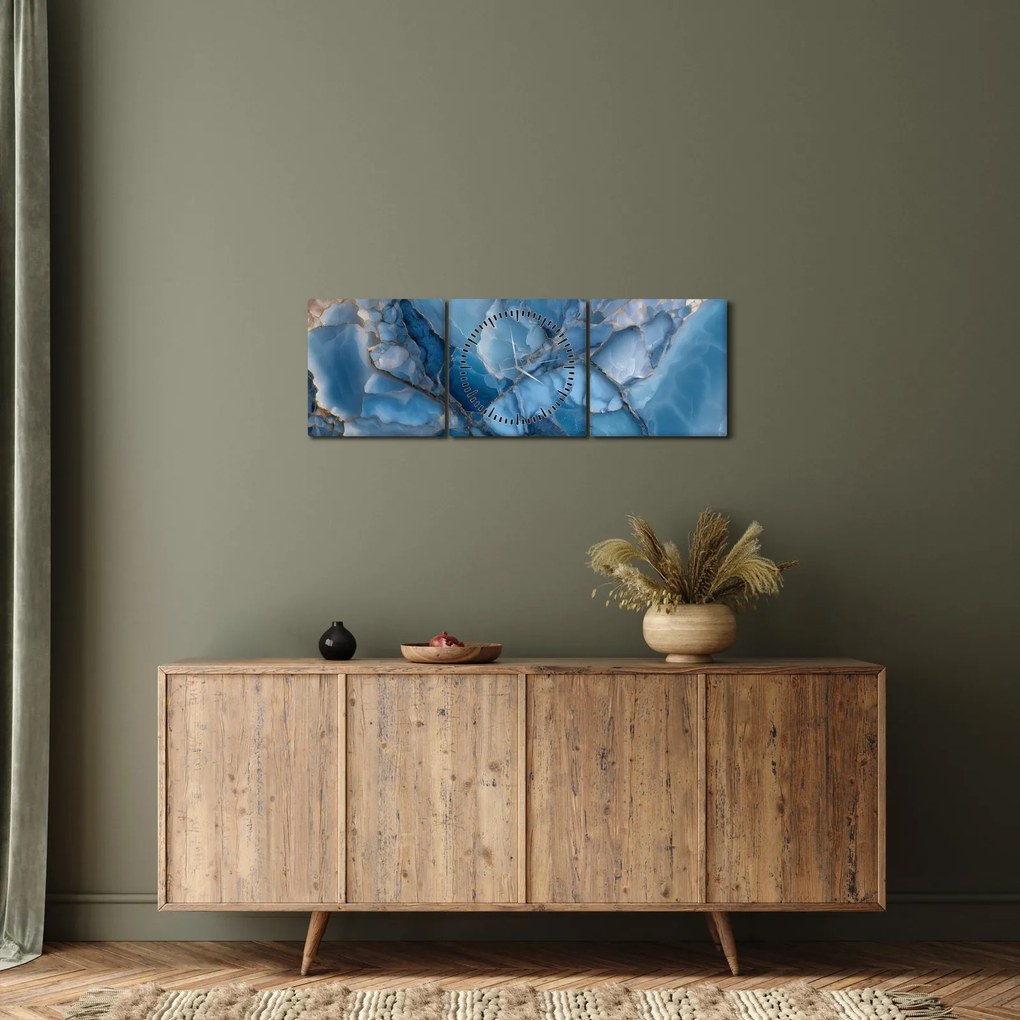 Tablou - Marmură albastră fragmentată (cu ceas) (90x30 cm)