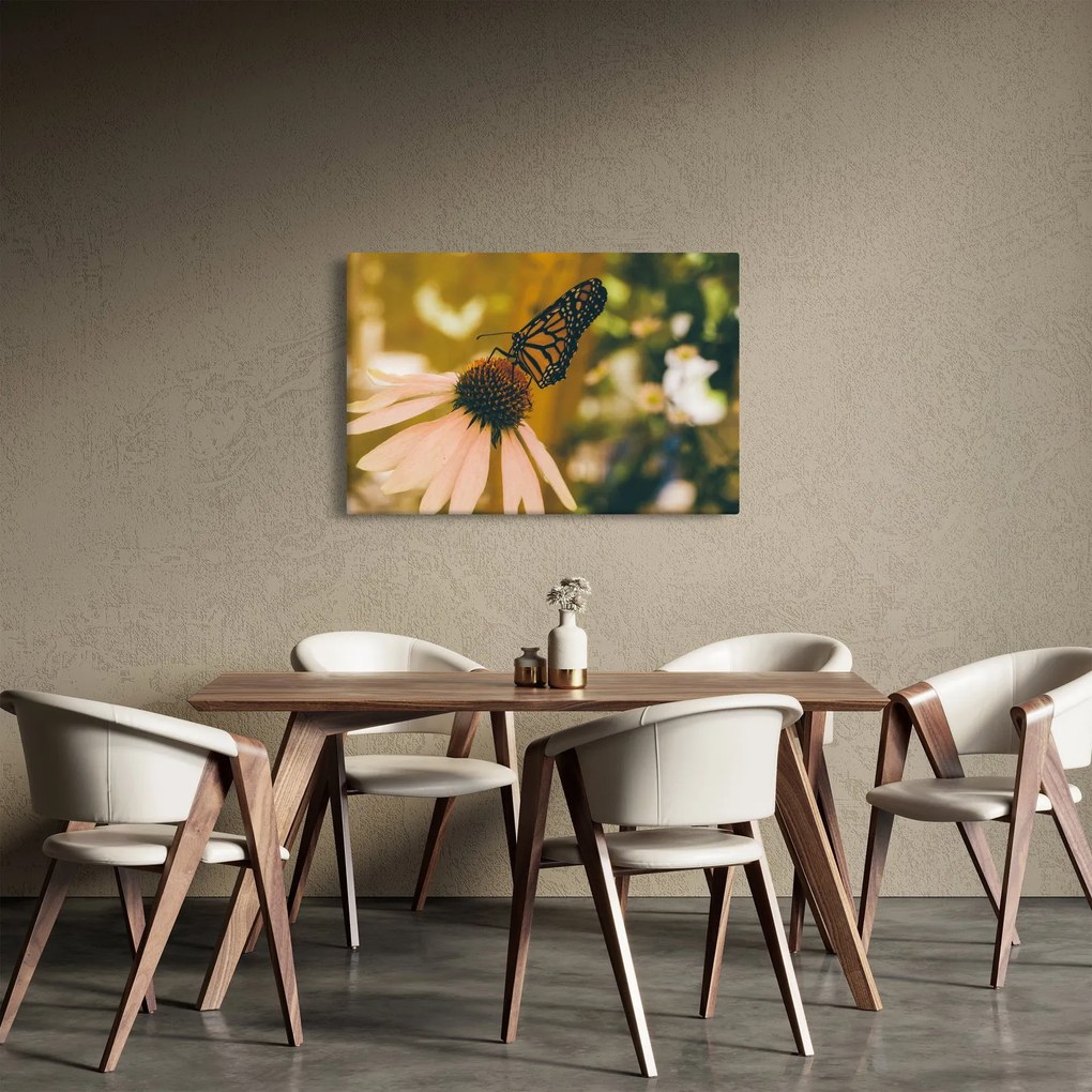 Tablou cu fluture pe floare (90x60 cm)
