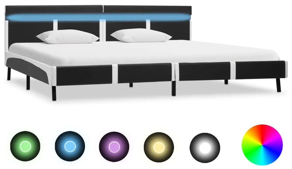 vidaXL Cadru de pat cu LED, gri, 180 x 200 cm, piele artificială