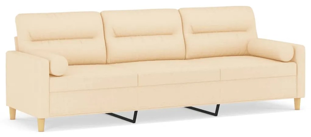 3153001 vidaXL Canapea cu 3 locuri cu perne&pernuțe crem 210 cm textil