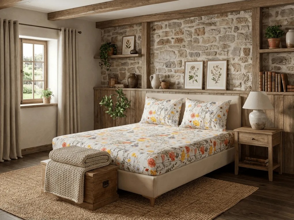 Cearsaf din microfibra WILDFLOWERS colorat 90x200 cm