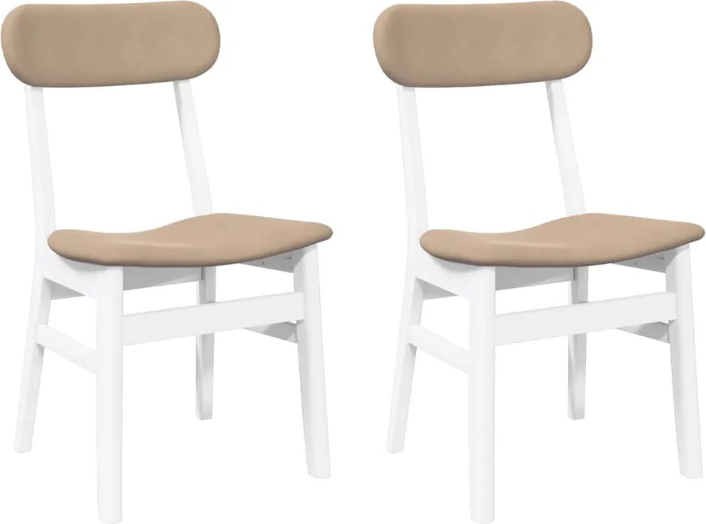 vidaXL Scaune de sufragerie cu perne 2 buc cauciuc din lemn masiv alb