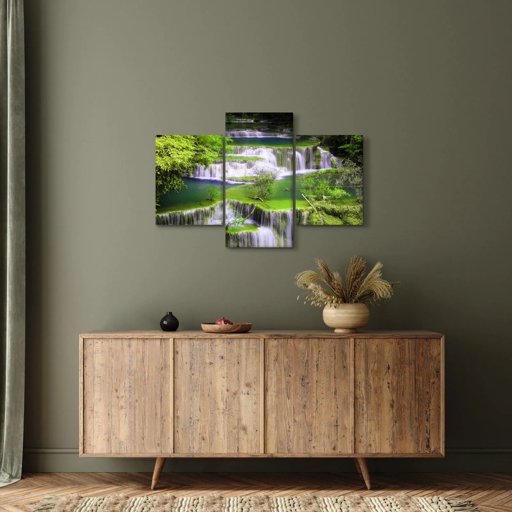 Tablou - Cascada Huay Mae Khamin, Kanchanaburi, Thailanda (90x60 cm)