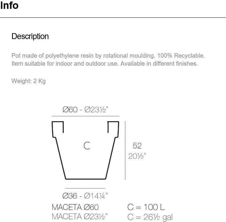 Set de 2 Ghivece design decorativ exterior/interior MACETA PLANTER 60×52cm